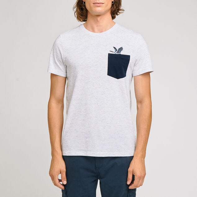 Tee-shirt avec broderie et poche contrastée