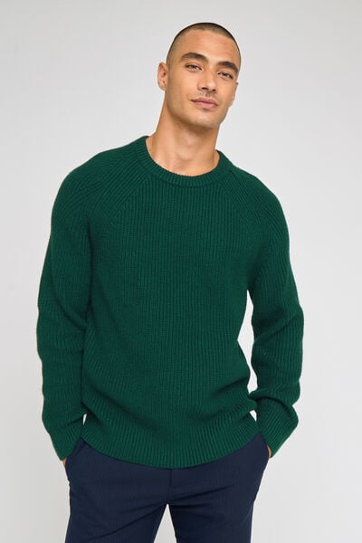Pull col rond laineux uni
