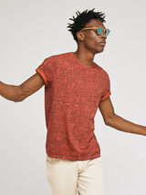 Tee-shirt imprimé feuillage en coloris contrasté
