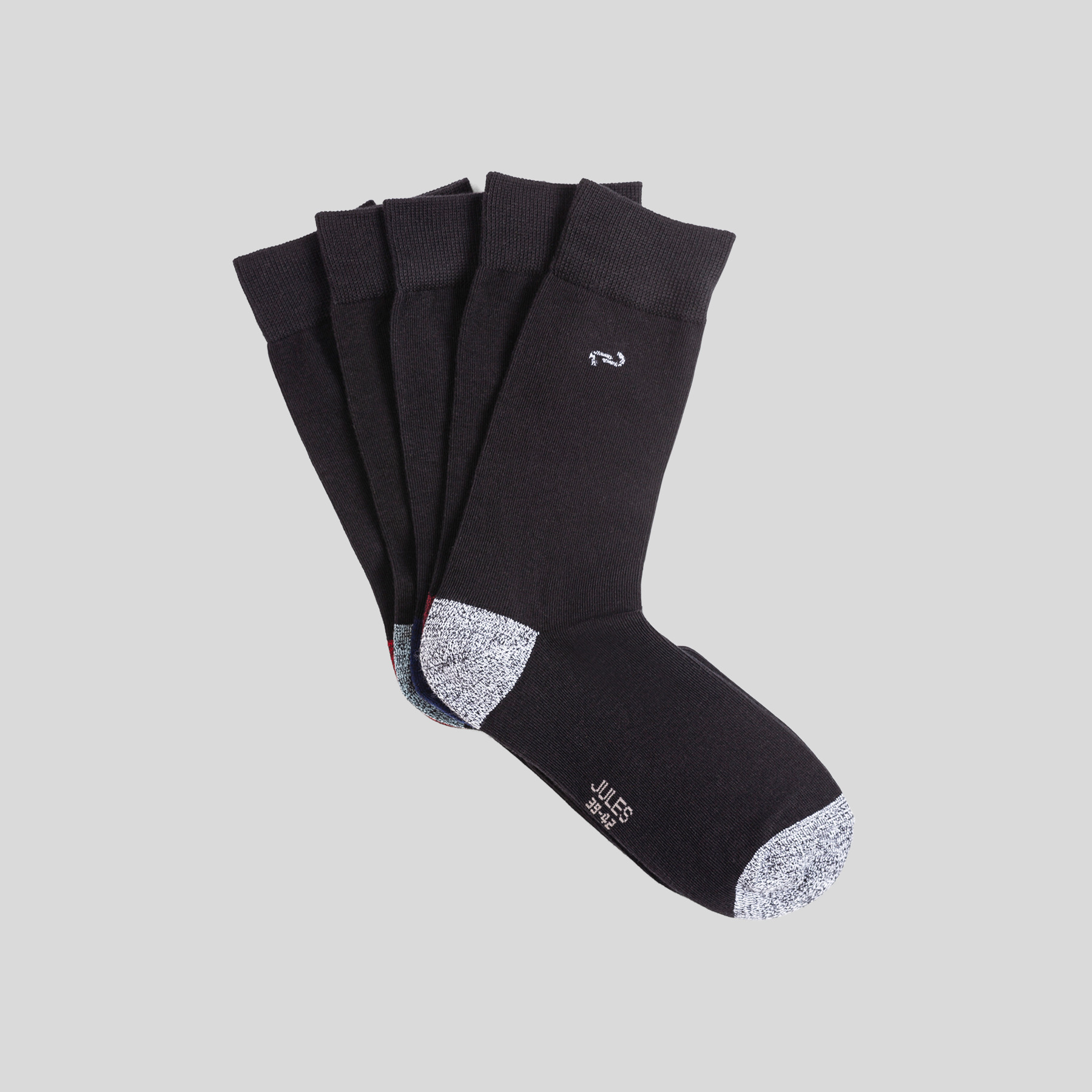 5 paires de chaussettes à talons pointes contrasté Noir Homme
