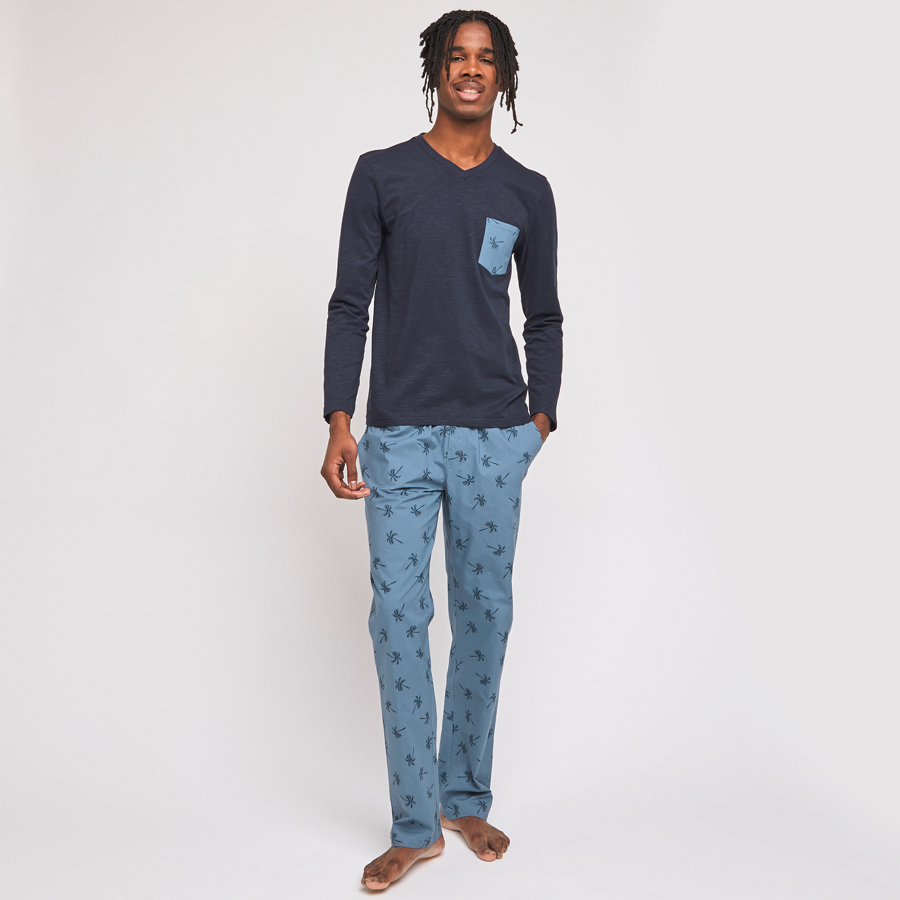 Pantalon de pyjama avec détails Bleu Homme